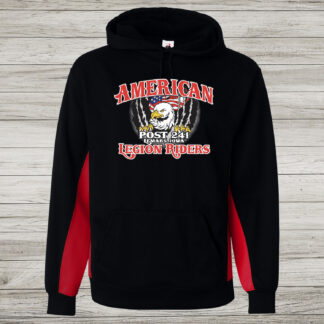 American Legion Riders Black with red sleeve insert Performance Hoodie