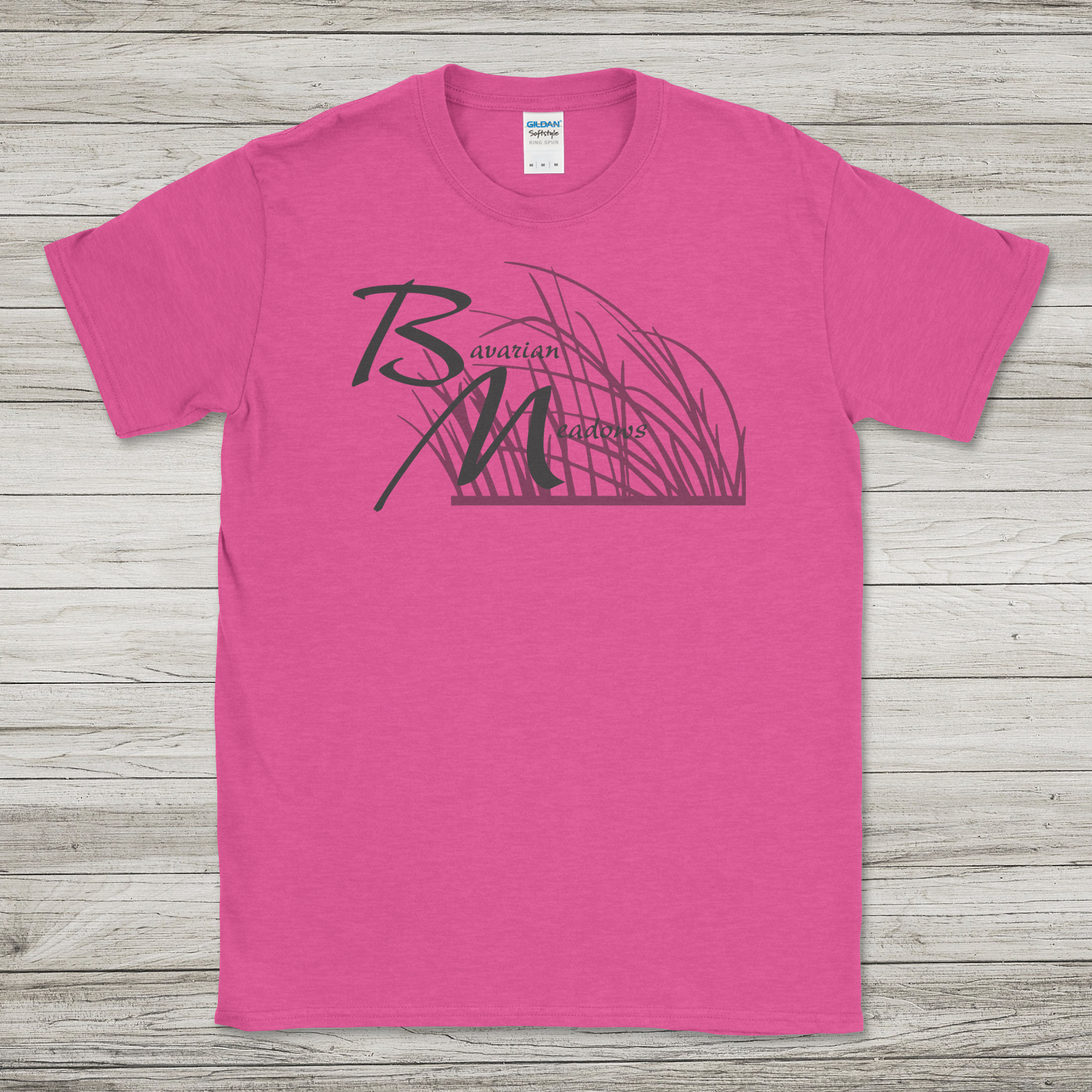 Bavarian Meadows logo with grass - Heather Berry T-Shirt