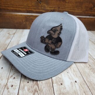 Heather Grey/White Gehlan Jays Brown leather side patch hat
