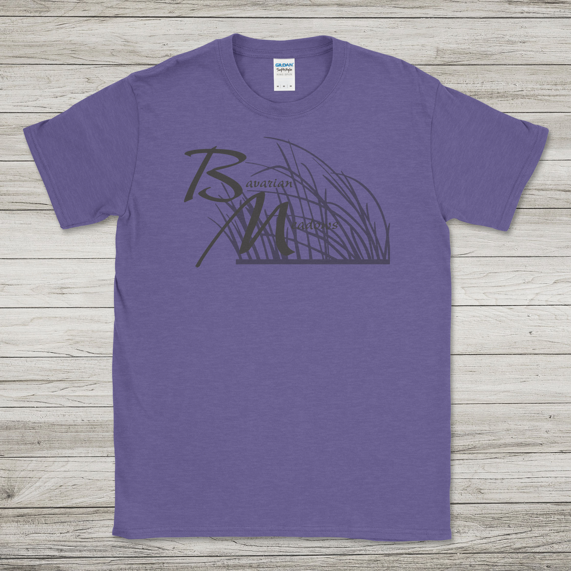 Bavarian Meadows logo with grass - Heather Purple T-Shirt