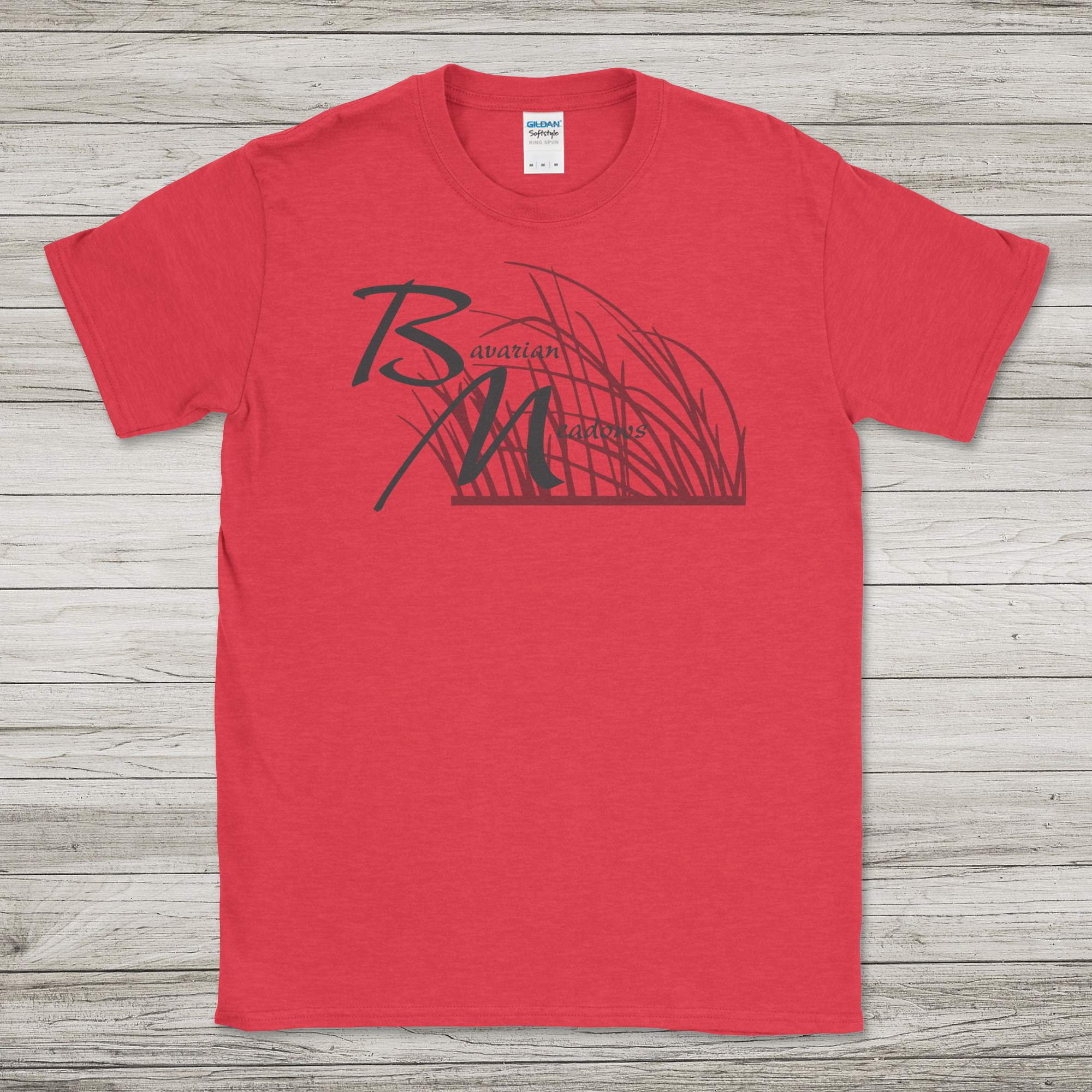 Bavarian Meadows logo with grass - Heather Red T-Shirt
