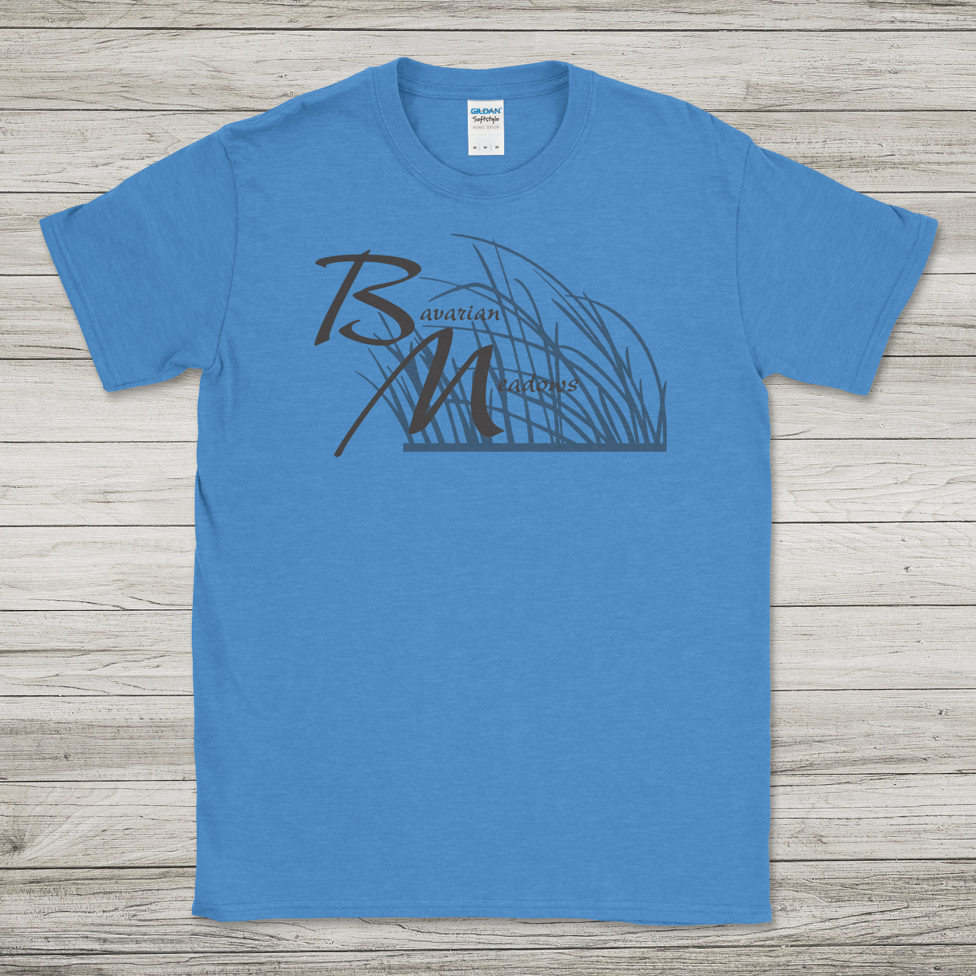 Bavarian Meadows logo with grass - Heather Royal blue T-Shirt